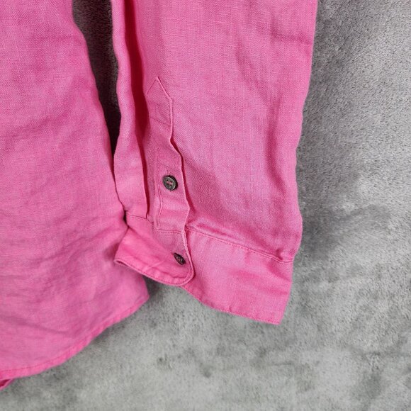 Womens Pink Chaus Sport Linen Shirt Button Up Long Sleeve Pockets Size L - Picture 5 of 11
